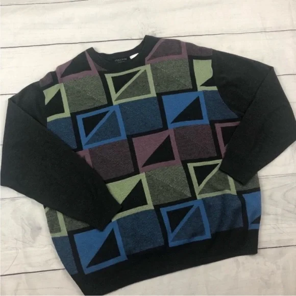 Vintage Slouchy Sweater Cellinni Sweatshirt SOFT Large Color Block Old School - Picture 3 of 10